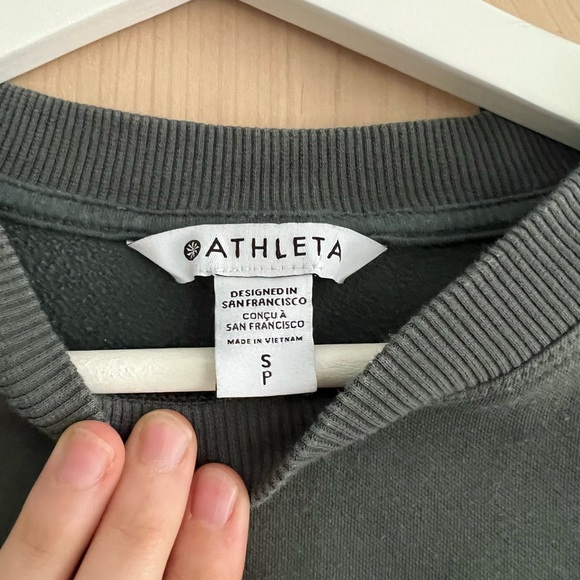 Athleta Dark Olive Ribbed Crewneck Sweatshirt - Picture 4 of 7